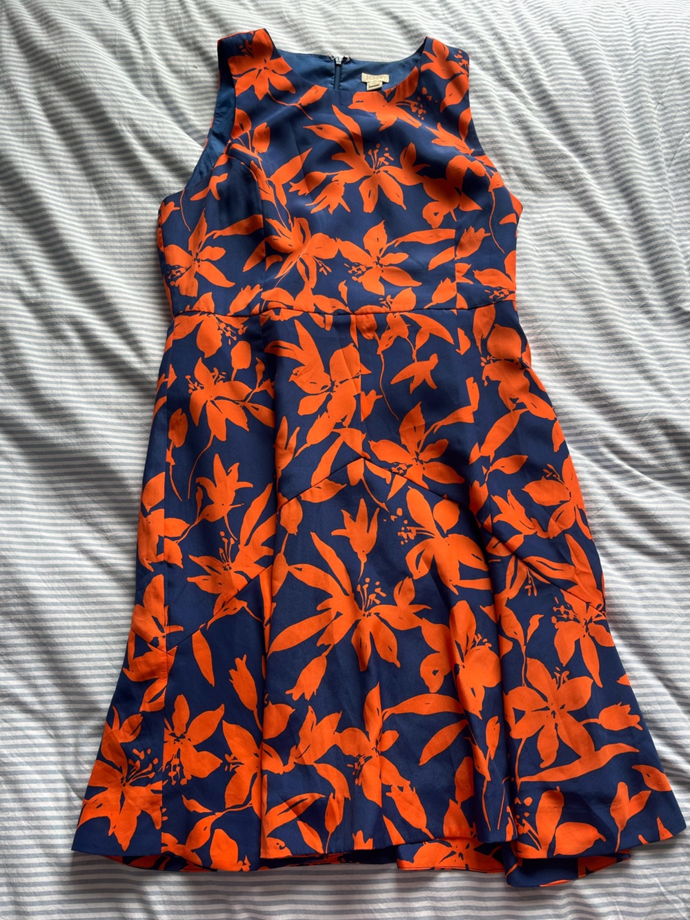 J. Crew Navy and Orange Floral Dress